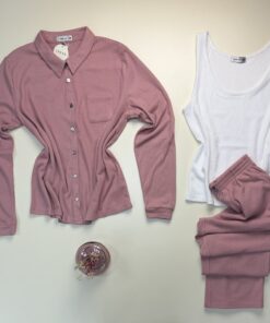Alternative view of Pyjama 3 pcs boutonné "Rose"