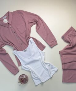 Pyjama 3 pcs boutonné "Rose"