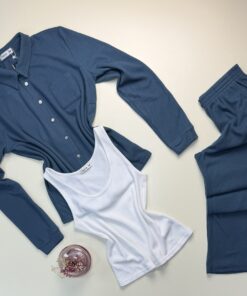 Pyjama 3 pcs boutonné "Bleu vert"