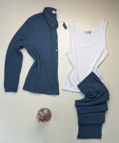 Alternative view of Pyjama 3 pcs boutonné "Bleu vert"