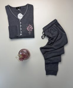 Alternative view of Pyjama pantalon haut manche longue " Gris "