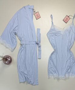 Ensemble nuisette peignoir "Bleu"