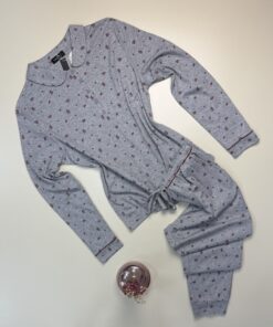 Pyjama pantalon haut manche longue boutonné " Gris "