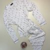 Pyjama pantalon haut manche longue boutonné " Blanc "
