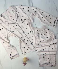 Pyjama boutonné en satin " Rose "