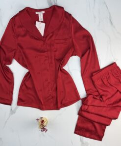 Alternative view of Pyjama boutonné en satin " Rouge "