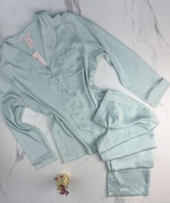 Pyjama boutonné en satin " Vert "