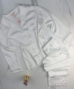 Pyjama boutonné en satin " Blanc "