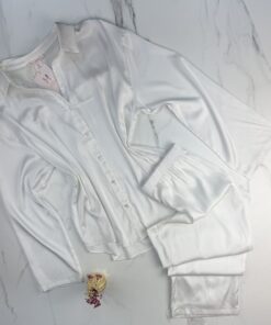 Pyjama boutonné en satin " Blanc "