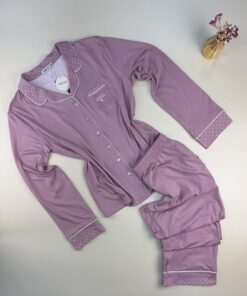 Pyjama boutonné haut manche longue " Rose "