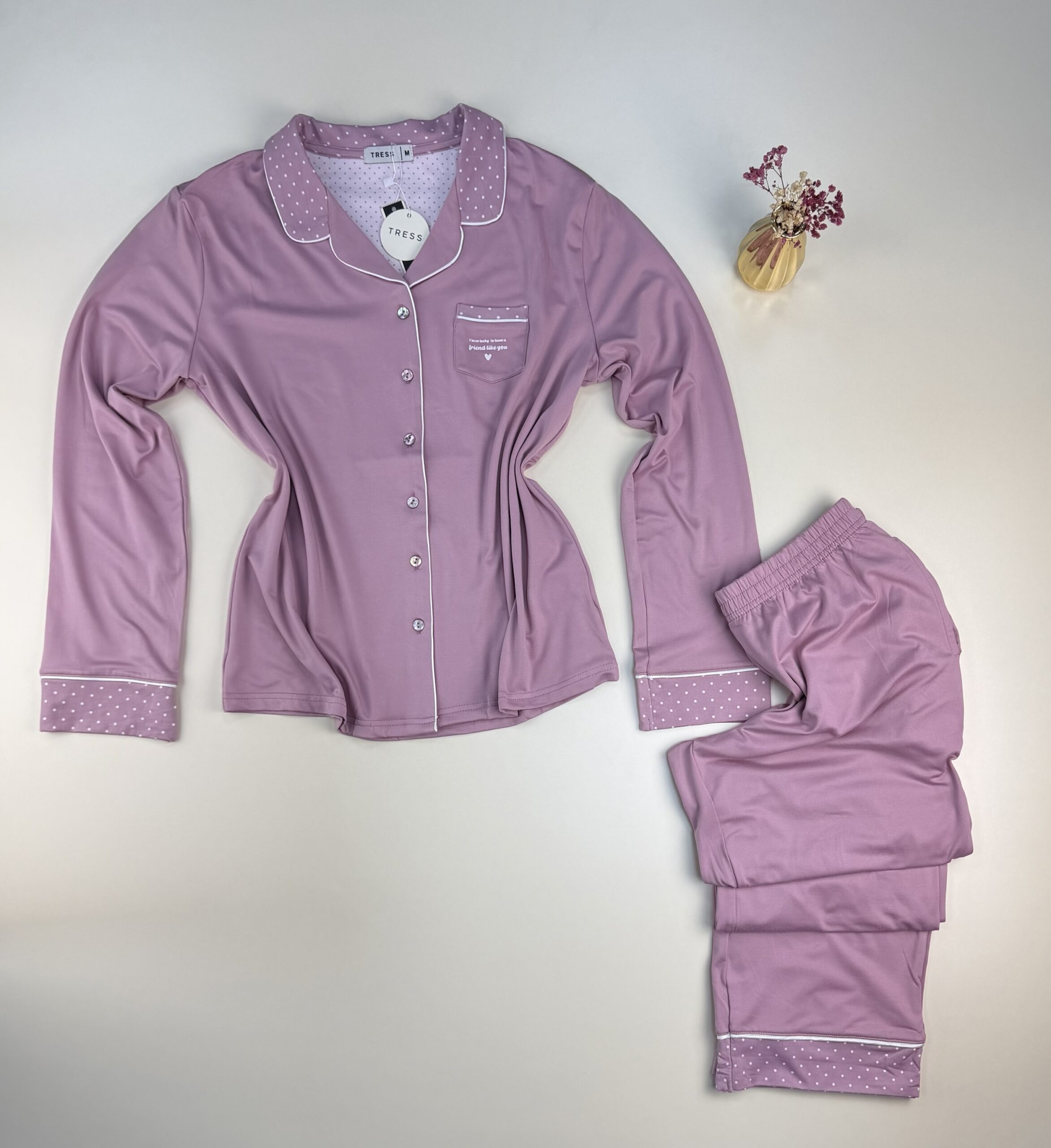 Pyjama boutonné haut manche longue " Rose " – Image 3