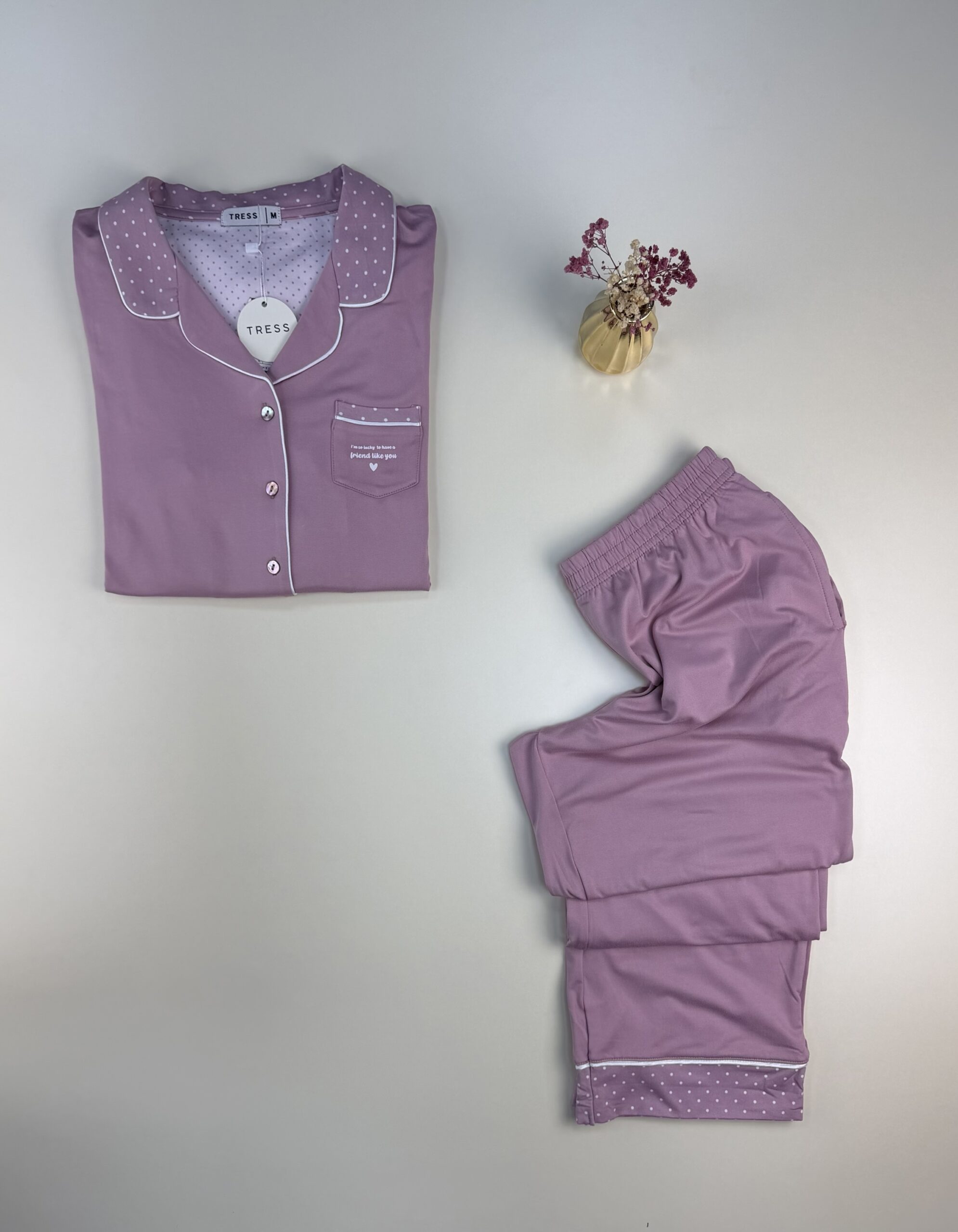 Pyjama boutonné haut manche longue " Rose " – Image 2