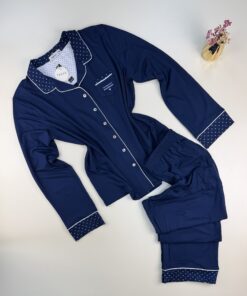 Pyjama boutonné haut manche longue " Bleu "