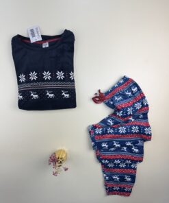 Alternative view of Pyjama Manche Longue Flocon de neige "Bleu nuit"