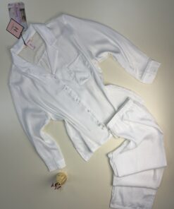Pyjama boutonné en satin " Blanc "