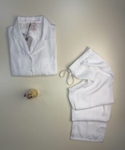 Alternative view of Pyjama boutonné en satin " Blanc "