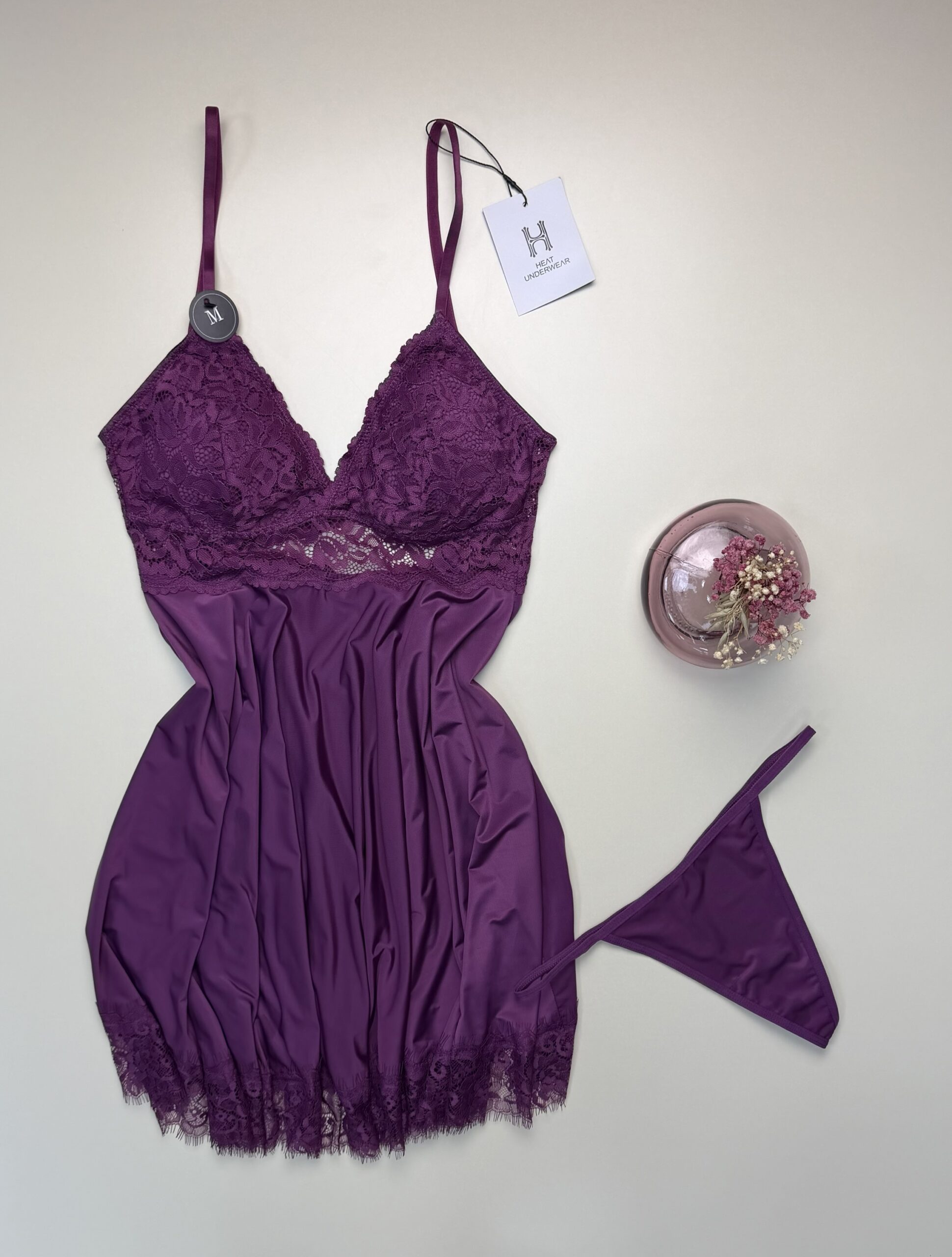 Nuisette + Bas H " aubergine"