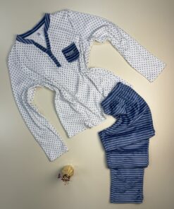 Pyjama haut Manche Longue -TRESS- "Bleu ciel à rayures"