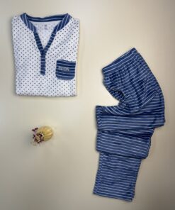 Alternative view of Pyjama haut Manche Longue -TRESS- "Bleu ciel à rayures"