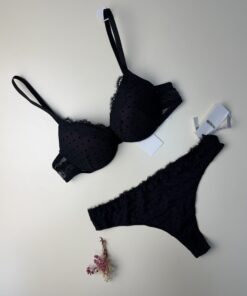 Ensemble 2pcs TEZENiS "Noir petit pois" Push Up