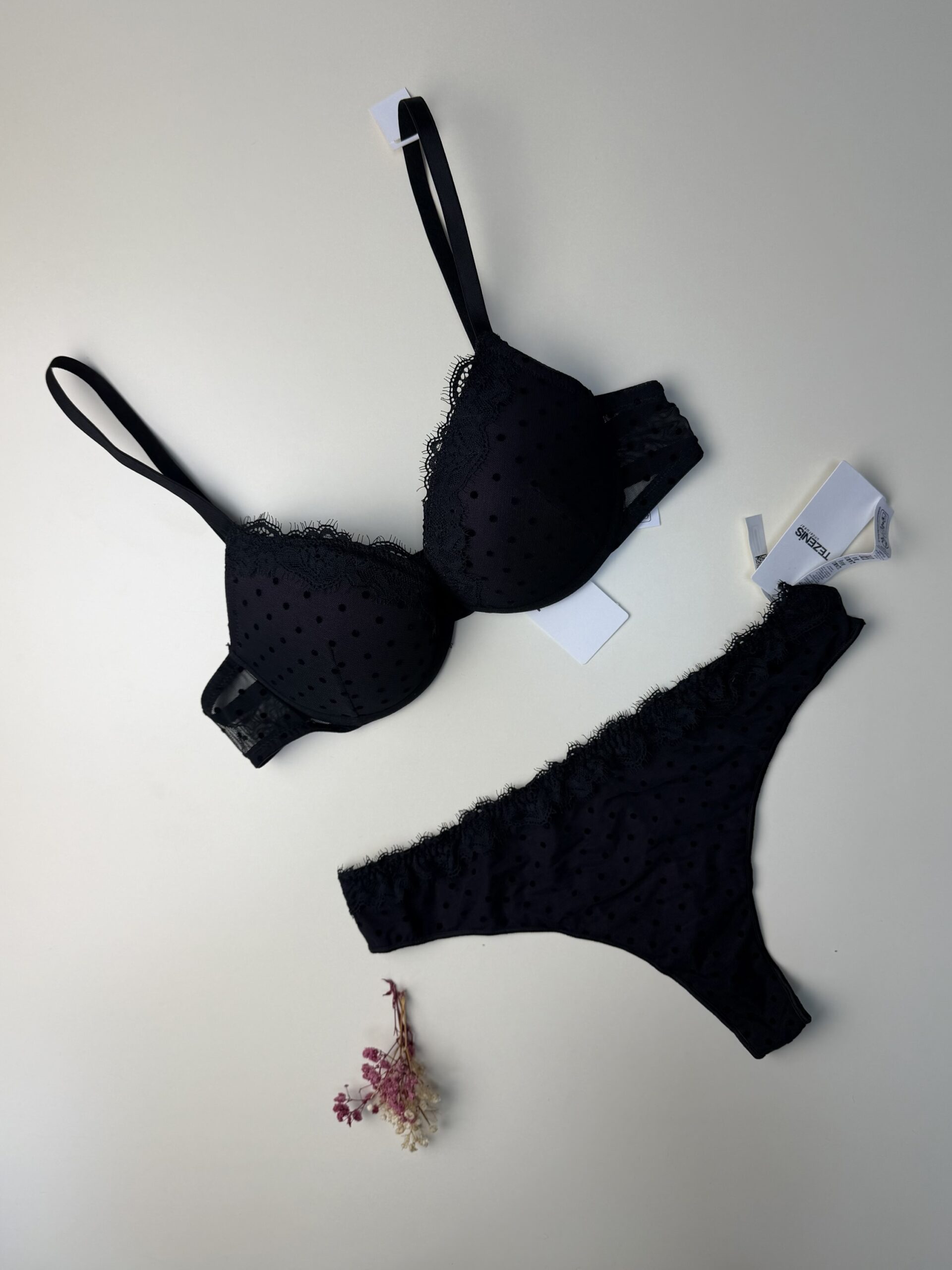 Ensemble 2pcs TEZENiS "Noir petit pois" Push Up