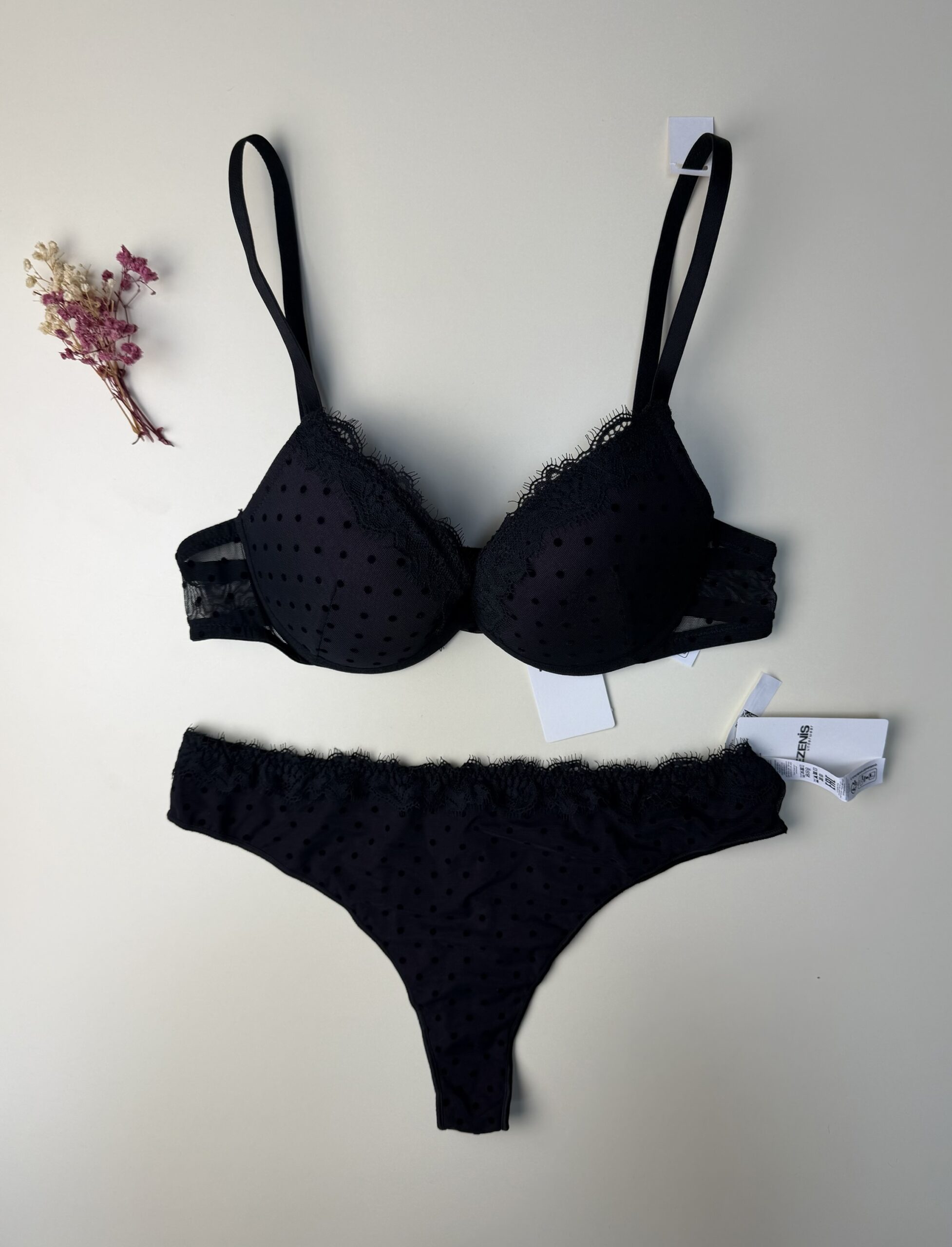 Ensemble 2pcs TEZENiS "Noir petit pois" Push Up – Image 2