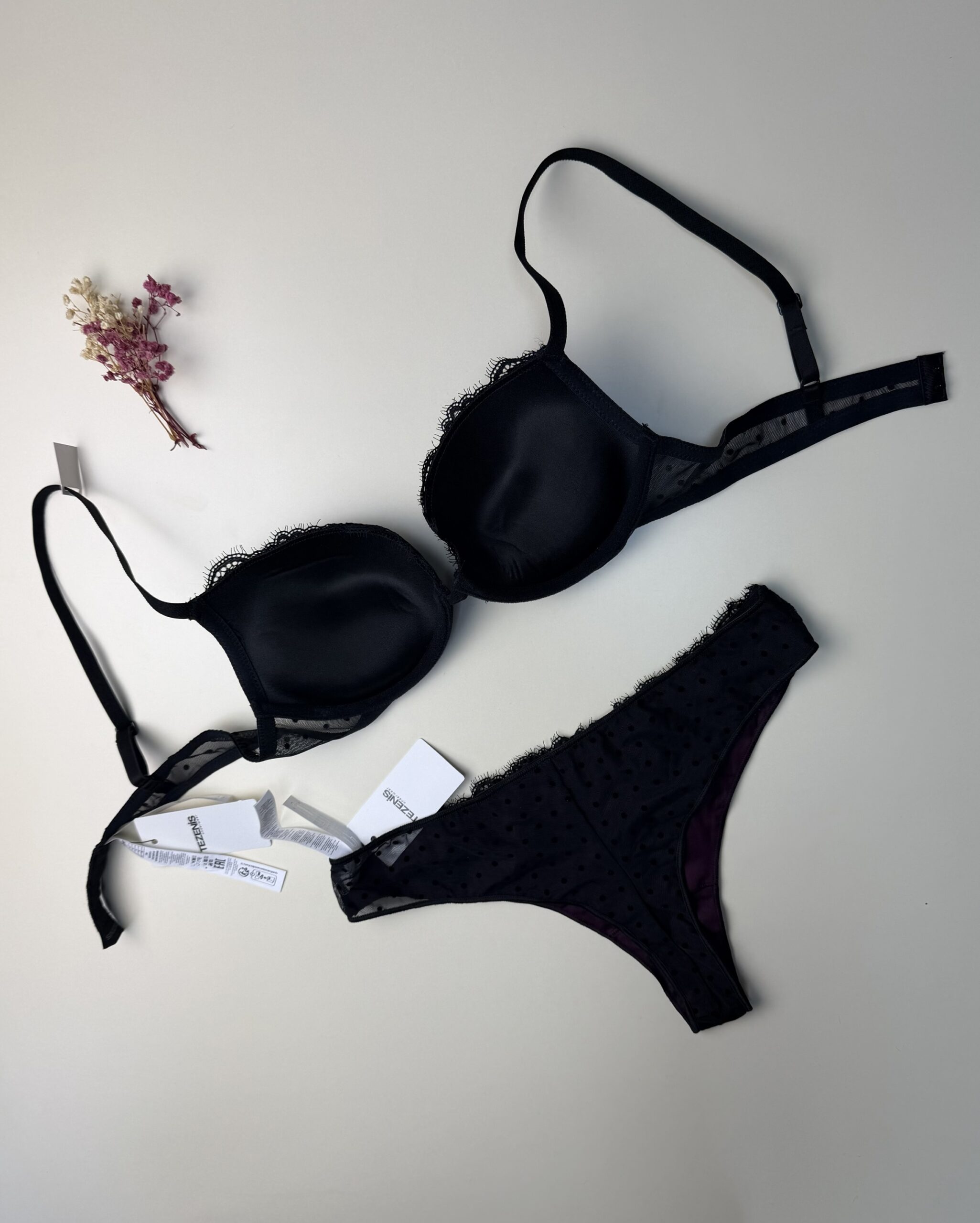 Ensemble 2pcs TEZENiS "Noir petit pois" Push Up – Image 3