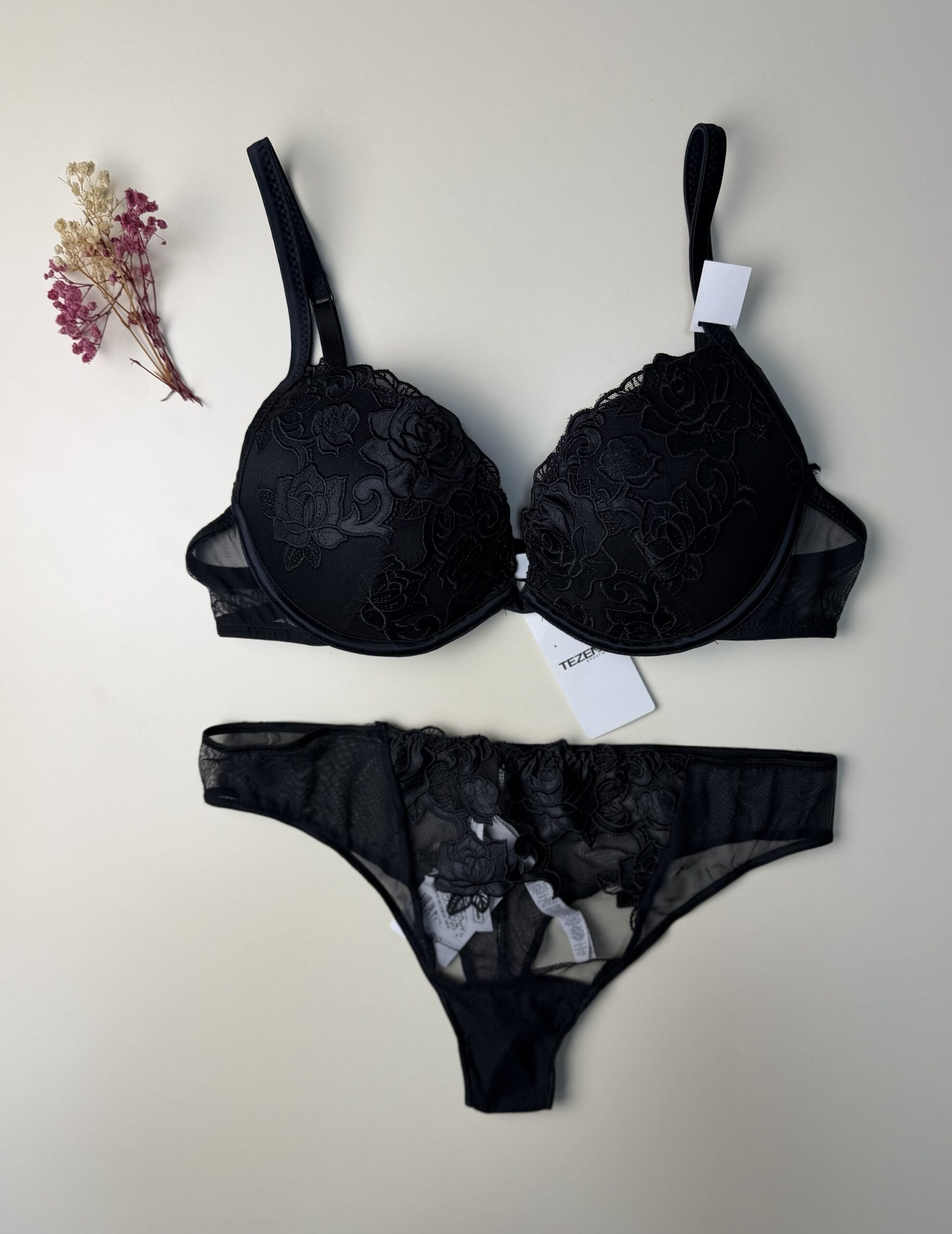 Ensemble 2pcs TEZENiS "Noir à fleurs" – Image 2
