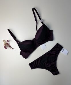 Ensemble 2pcs TEZENiS Push up "Aubergine Satin en dentelles"