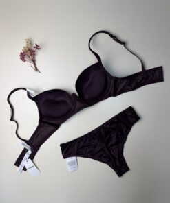 Alternative view of Ensemble 2pcs TEZENiS Push up "Aubergine Satin en dentelles"