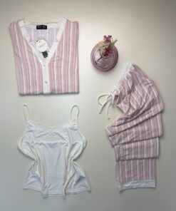 Alternative view of Pyjama 3pcs boutonné " Rose à rayures "