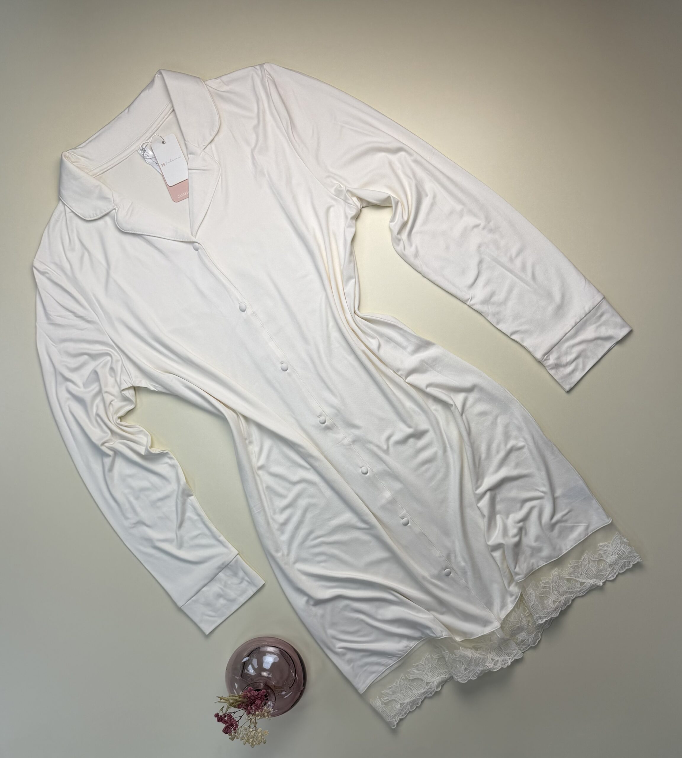 Chemise de nuit boutonné " blanc cassé "
