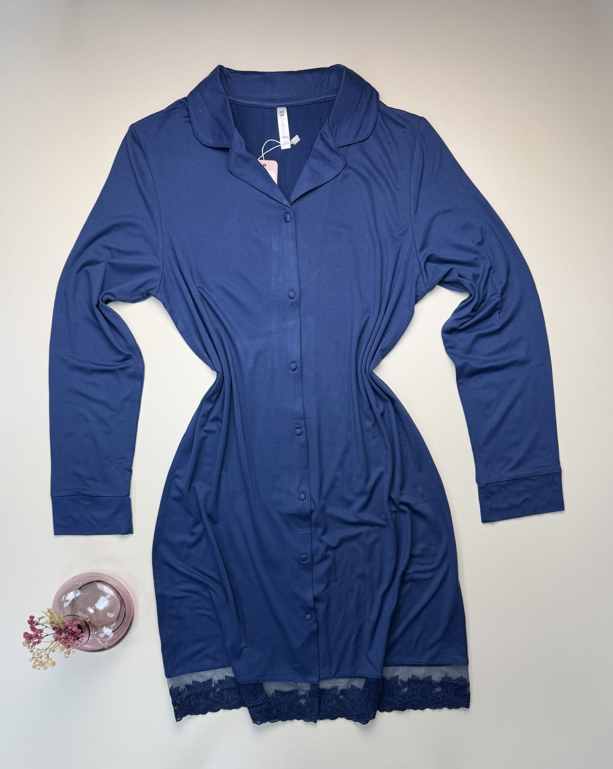 Chemise de nuit boutonné " Bleu " – Image 2