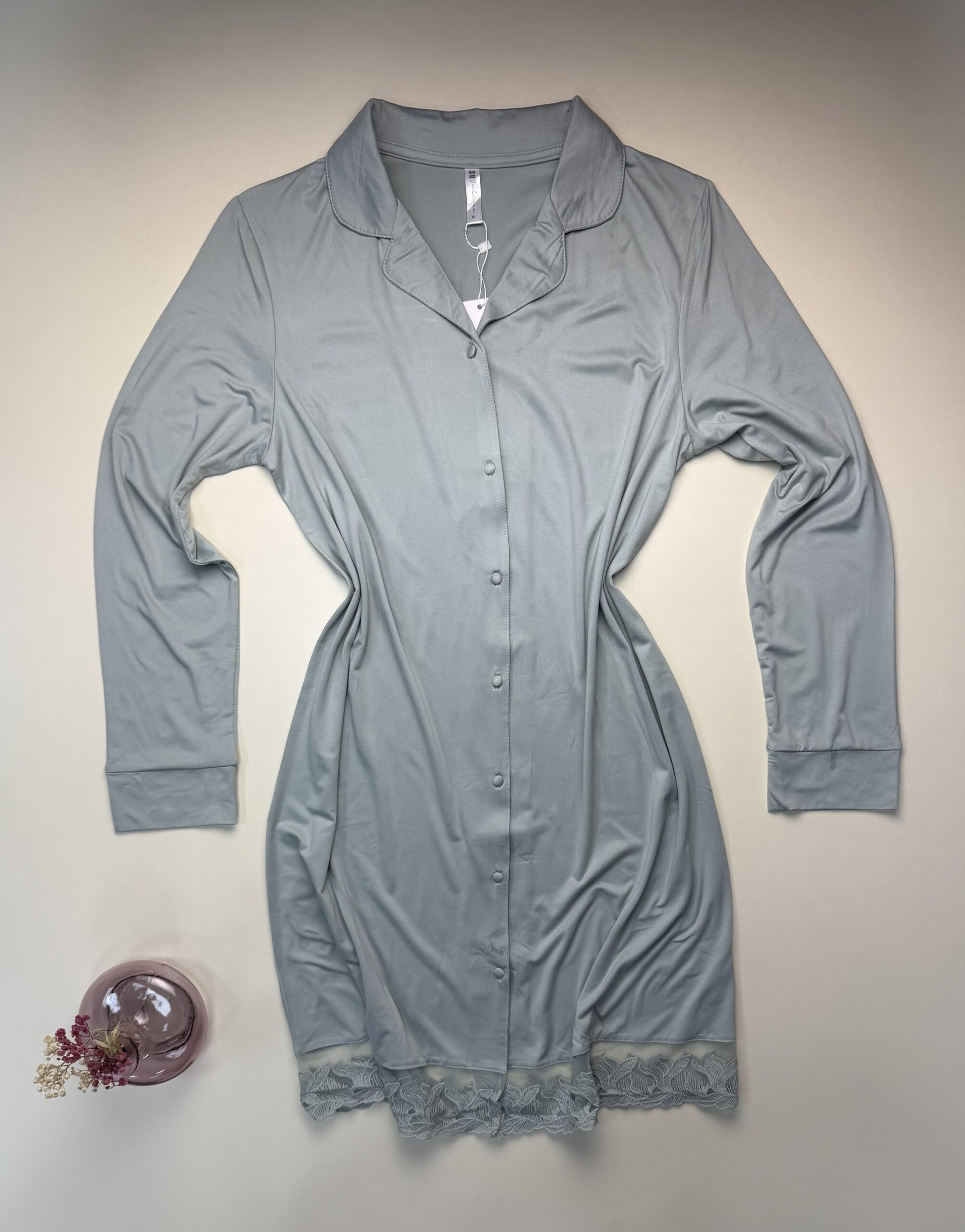 Chemise de nuit boutonné " Vert " – Image 2