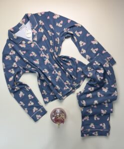 Pyjama boutonné "Bleu à motifs nounours"