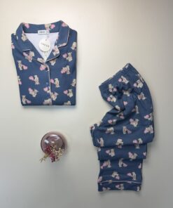 Alternative view of Pyjama boutonné  "Bleu à motifs nounours"