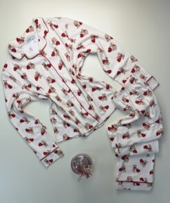 Pyjama boutonné "Rose à motifs nounours"
