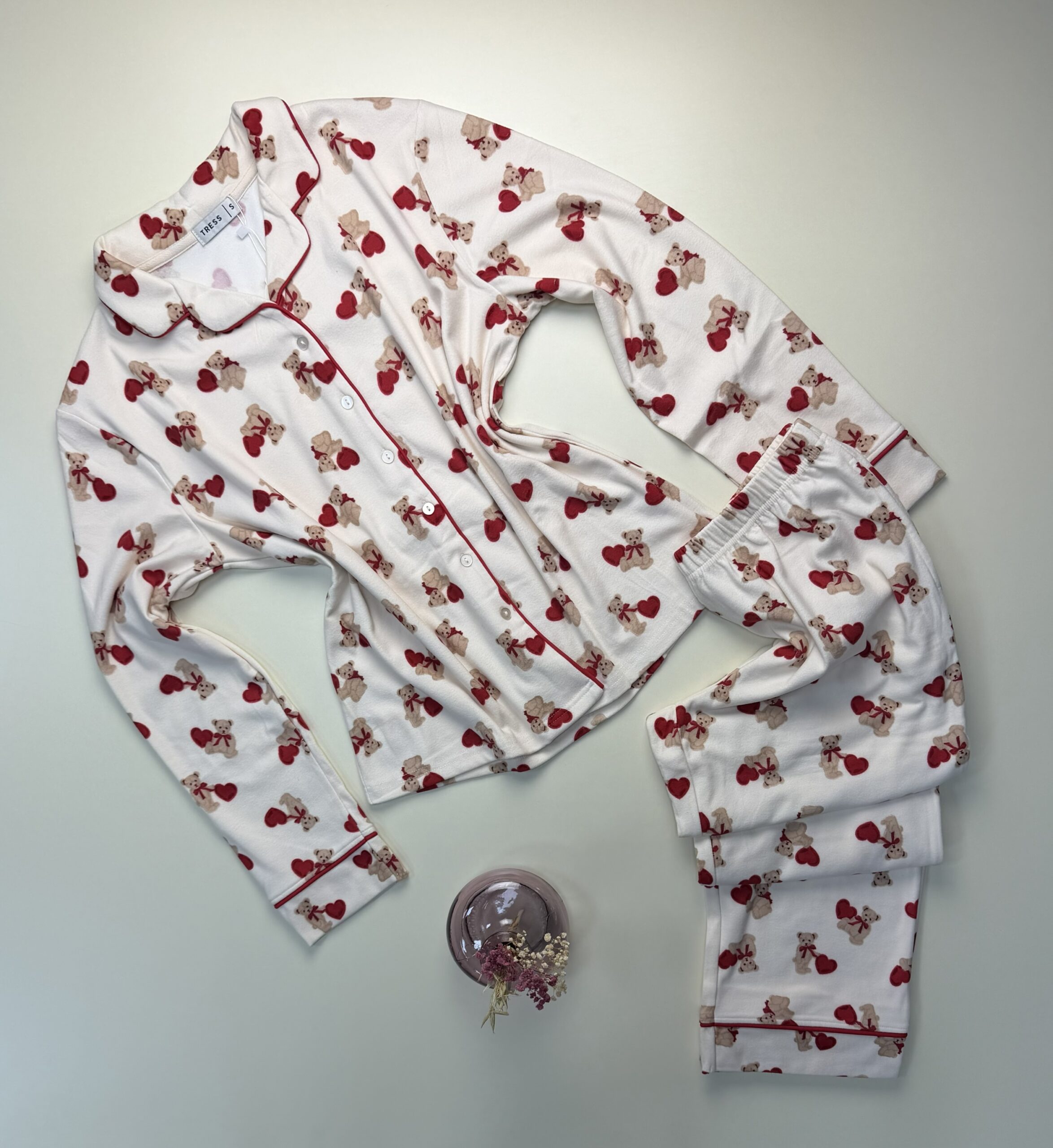 Pyjama boutonné "Rose à motifs nounours"