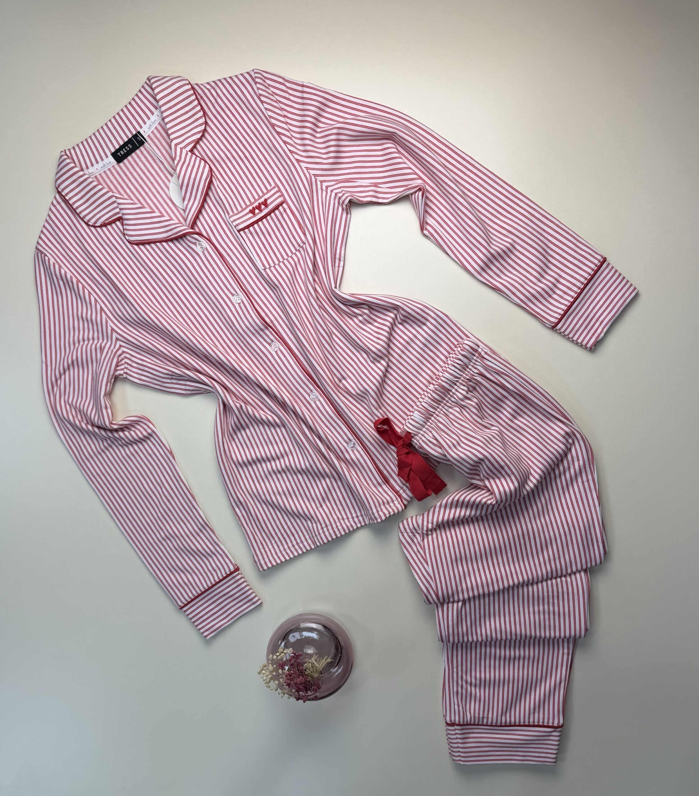 Pyjama boutonné " rouge à rayures "