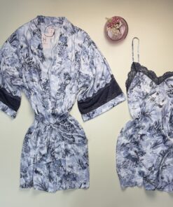 Alternative view of Ensemble nuisette peignoir "Bleu"