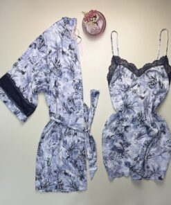 Ensemble nuisette peignoir "Bleu"