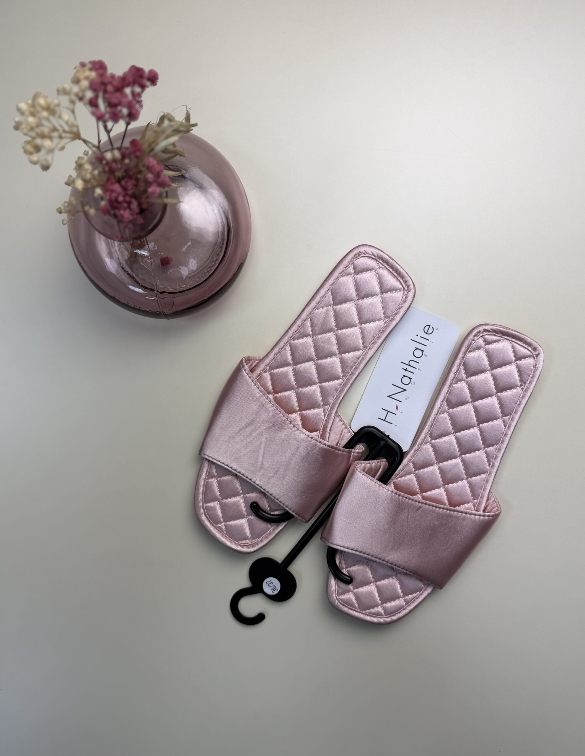 Pantoufle en satin "Rose"
