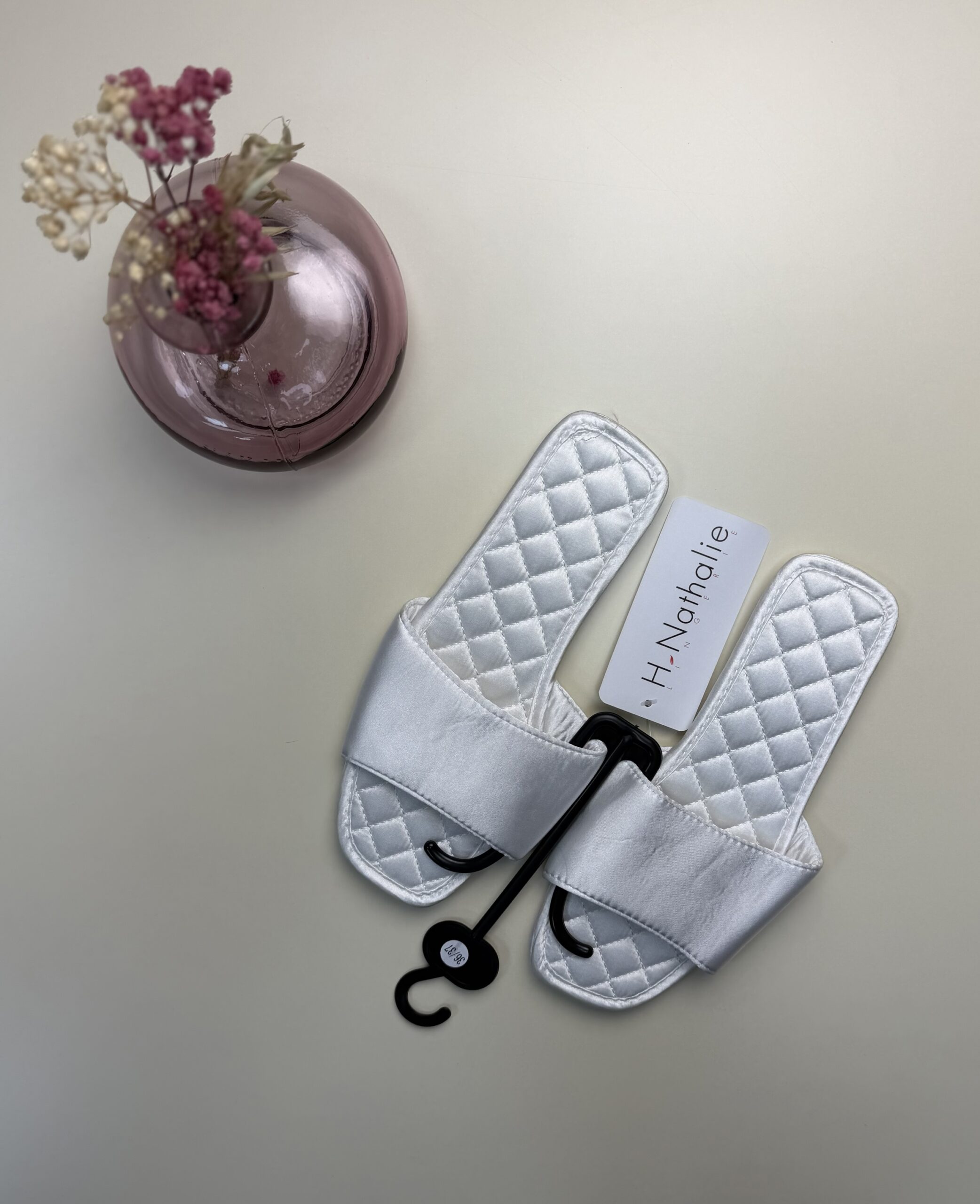 Pantoufle en satin "Blanc"