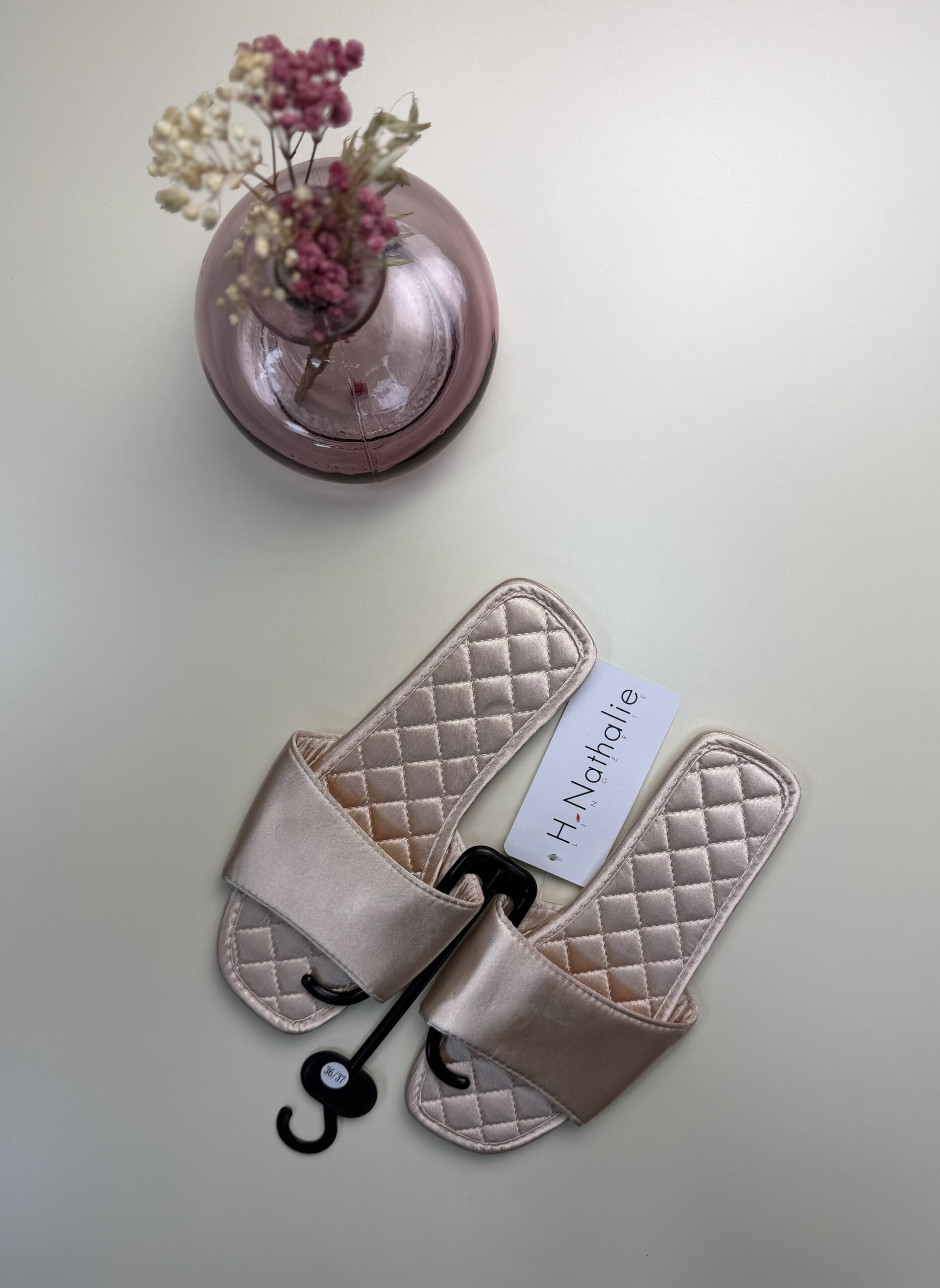 Pantoufle en satin " Champagne "