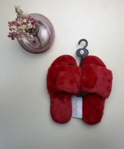 Alternative view of Pantoufle ouverte en fourrure "Rouge"
