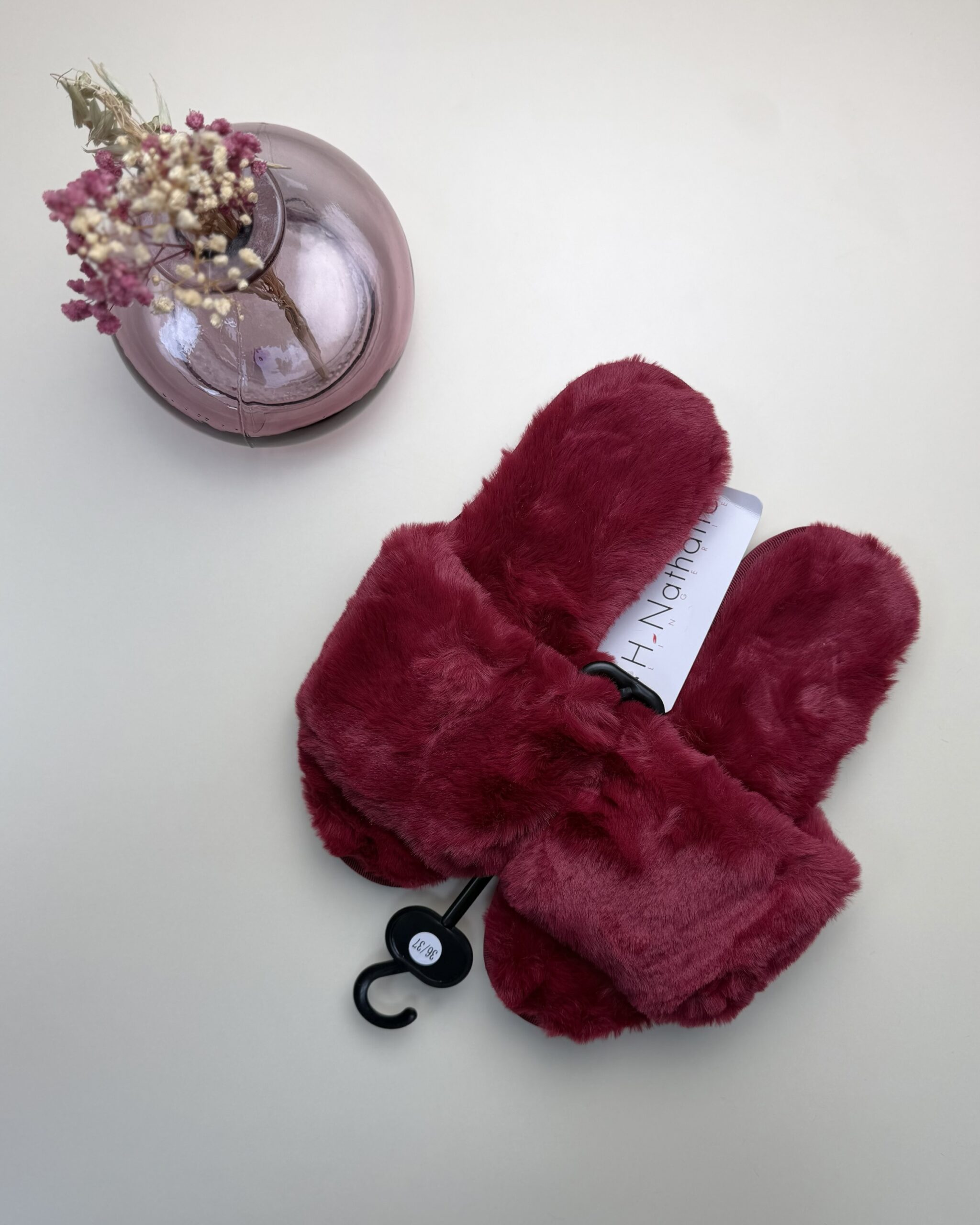 Pantoufle ouverte en fourrure "Bordeaux"