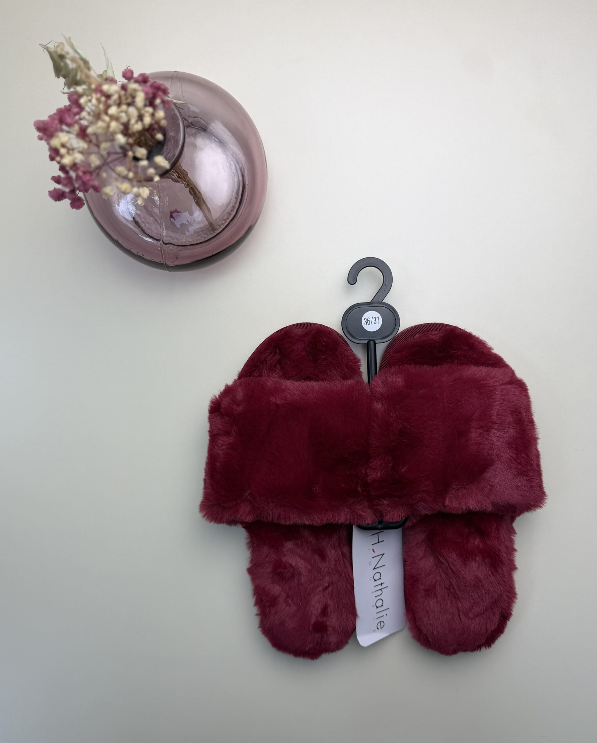 Pantoufle ouverte en fourrure "Bordeaux" – Image 2