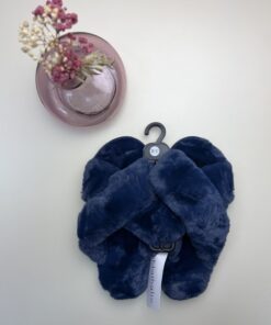 Alternative view of Pantoufle ouverte Croisé – Bleu nuit–