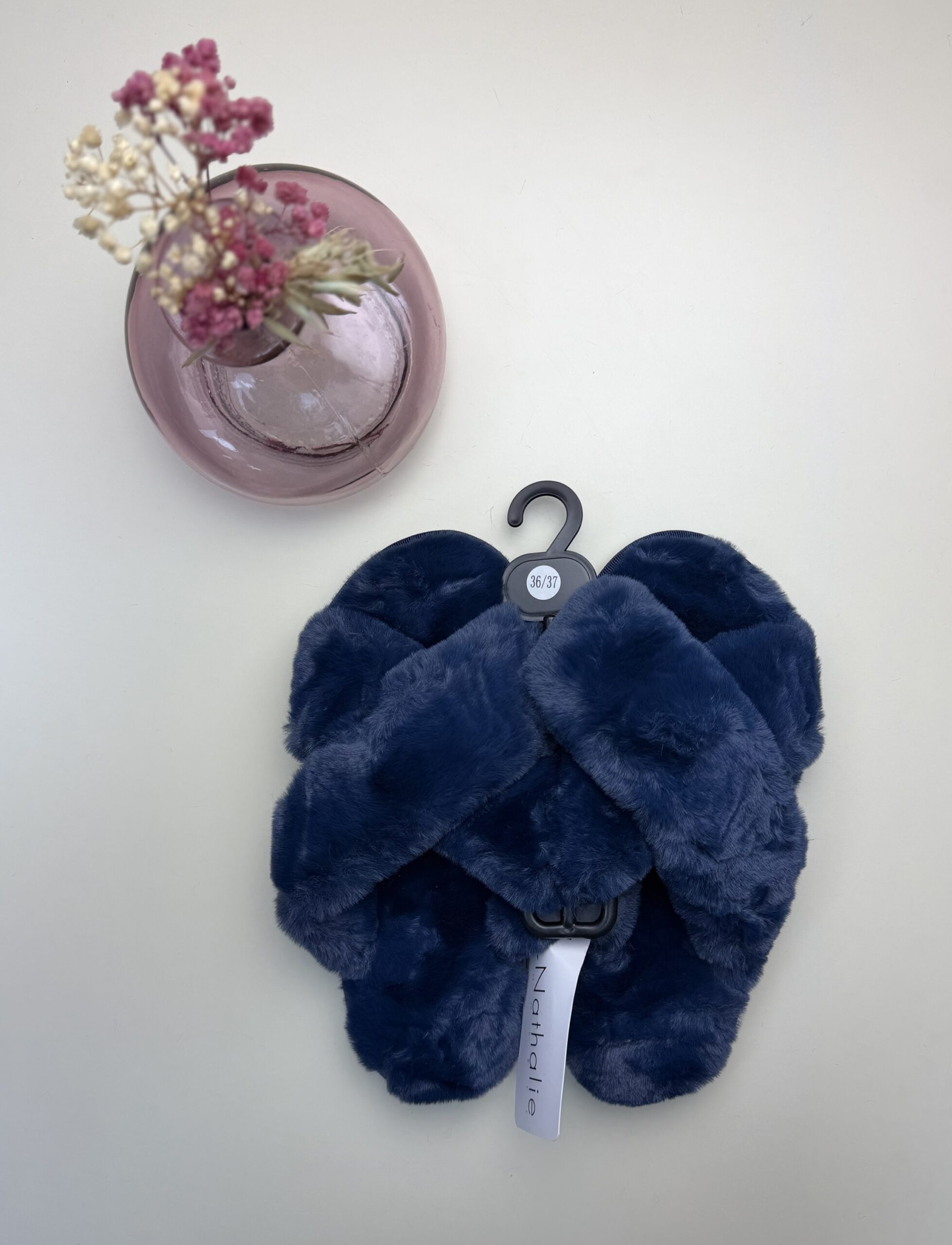 Pantoufle ouverte Croisé – Bleu nuit– – Image 2