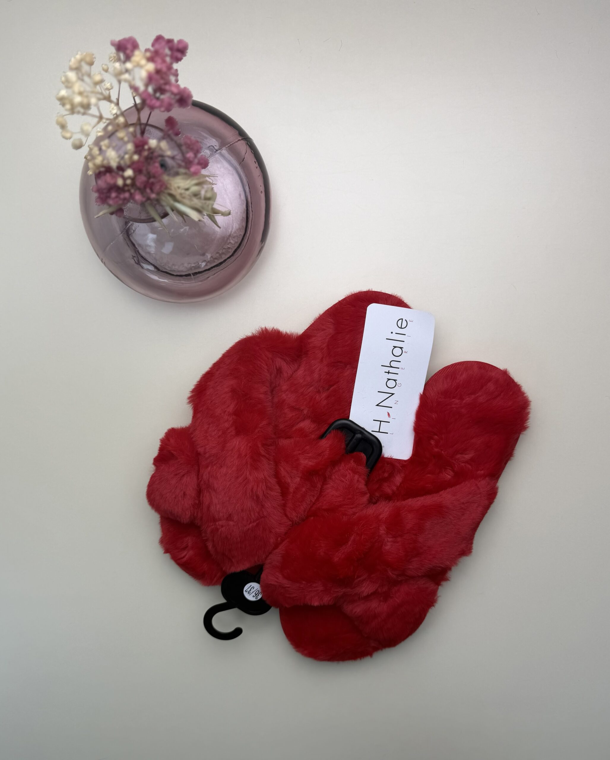 Pantoufle ouverte Croisé – Rouge–